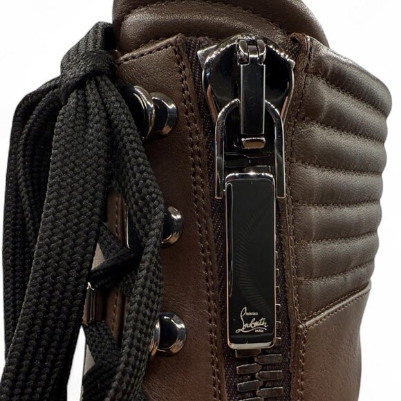 Christian Louboutin EN HIVER 70 Leather Combat Boots with Quilted Collar - Picture 8 of 13